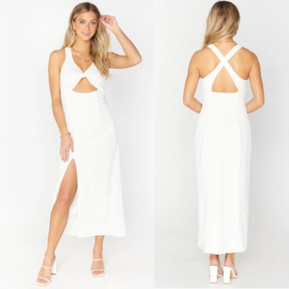 Show Me Your MuMu Luca Midi Dress White Size XS Bridal Stretch - Picture 1 of 5